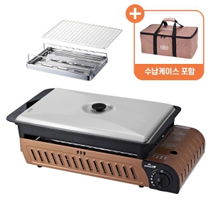 코베아 3웨이 올인원 BR_C (L) / KECX9GS-21 (수납케이스 포함&당일발송) - 구이바다 / 브라운 / 캠핑용 / 3~4인용 / 가스버너 / 그릴