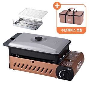 코베아 3웨이 올인원 BR_C (M) / KGG-0904PM (수납케이스 포함&당일발송) - 구이바다 / 브라운 / 캠핑용 / 1~2인용 / 가스버너 / 그릴